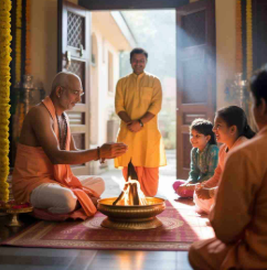 Marigold flowers arranged for traditional Puja ceremony in Kherki Daula